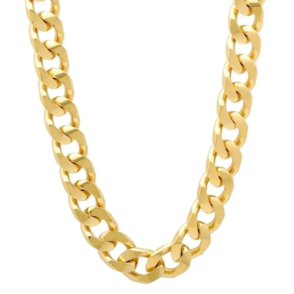 14k Gold Plated Flat Cuban Link Necklace